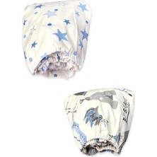 Bebek Özel   Pamuklu Bebek ve Çocuk Lastikli Çarşaf Kamp ve Mavi Yıldızlı 65X95 (2 Adet)