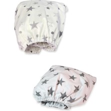 Bebek Özel   Pamuklu Bebek ve Çocuk Lastikli Çarşaf Yeni Gri Yıldızlılar 60X160 (2 Adet)