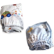 Bebek Özel   Pamuklu Bebek ve Çocuk Lastikli Çarşaf Mavi Ay ve Trafik 100X160 (2 Adet)