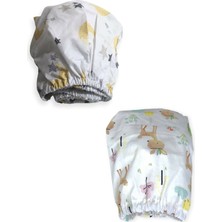 Bebek Özel   Pamuklu Bebek ve Çocuk Lastikli Çarşaf Sarı Ay Yıldızlı ve Karaca 70X120 (2 Adet)