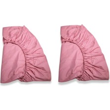 Bebek Özel   Pamuklu Bebek ve Çocuk Lastikli Çarşaf Pembe 70X100 (2 Adet)