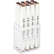 Touch Twin Brush Marker 12 Renk Set Ahşap Renkleri