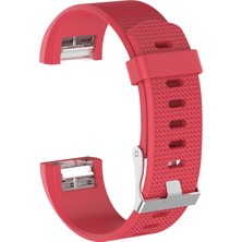Dlrcase Huawei Fitbit Charge 2 Kordon Silikon Kançalı Benekli Kırmızı