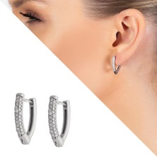 DAVİD BLACK Starlight Diamond Zirkon Taşlı v Tasarım 925 Ayar Gümüş Küpe