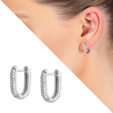 DAVİD BLACK Starlight Diamond Zirkon Taşlı u Tasarım 925 Ayar Gümüş Küpe