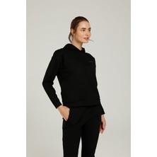 SN80 Basic Hoodie 1pr Siyah Kadın Kapüşonlu Sweatshirt