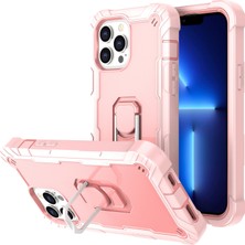 Eabhulie iPhone 13 Pro  Koruma Shockproof Bumper Yerleşik Standlılı Kılıf Kapaklı Rose Gold (Yurt Dışından)