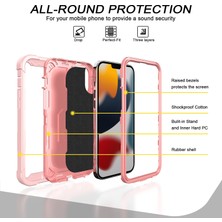 Eabhulie iPhone 13 Pro  Koruma Shockproof Bumper Yerleşik Standlılı Kılıf Kapaklı Rose Gold (Yurt Dışından)