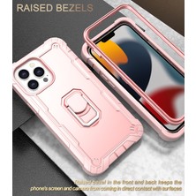 Eabhulie iPhone 13 Pro  Koruma Shockproof Bumper Yerleşik Standlılı Kılıf Kapaklı Rose Gold (Yurt Dışından)