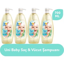 Uni Baby Saç ve Vücut Şampuan 700ML (Pompalı) (4 Lü Set)