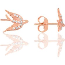 Söğütlü Silver Gümüş Rose Kırlangıç Küpe