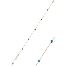 Söğütlü Silver Gümüş Rose, Cam Göz Nazar Gümüş Halhal