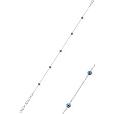 Söğütlü Silver 925 Ayar Gümüş Cam Nazar Gözlü Kadın Halhal – Şık ve Zarif Günlük ve Özel Gün Takısı