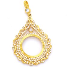 Ferizz Altın Kaplama Zirkon Taşlı Sonsuzluk Yarım Çerçeve Kolye Ucu