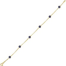 Göz Boncuklu Zincir Bileklik 1.50 Gram 14 Ayar Altın