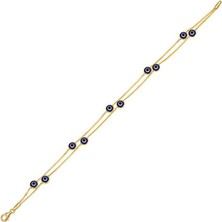 Çift Zincirli Nazar Boncuklu Altın Bileklik 2.75 Gram 14 Ayar