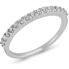 İnce Yarımtur Yüzük 14 Ayar Beyaz Altın