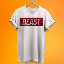 Remonz Beast Baskılı %100 Pamuk Oversize T-Shirt Büyük Beden Tişört