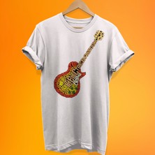 Remonz Gitar Baskılı %100 Pamuk Oversize T-Shirt Büyük Beden Tişört