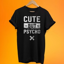 Remonz Tatlı Ama Psikopat Baskılı %100 Pamuk Oversize T-Shirt Büyük Beden Tişört