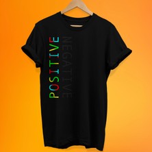 Remonz Pozitif Negatif Baskılı %100 Pamuk Oversize T-Shirt Büyük Beden Tişört