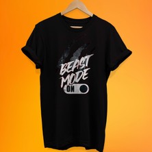 Remonz Beast Mode On Baskılı %100 Pamuk Oversize T-Shirt Büyük Beden Tişört