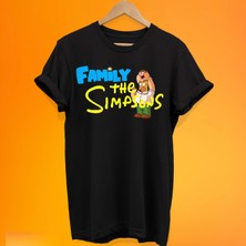 Remonz Family The Simpsons Baskılı %100 Pamuk Oversize T-Shirt Büyük Beden Tişört