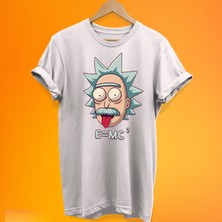 Remonz Rick Einstein Baskılı %100 Pamuk Oversize T-Shirt Büyük Beden Tişört