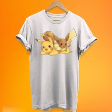 Remonz Pikachu Eve Baskılı %100 Pamuk Oversize T-Shirt Büyük Beden Tişört