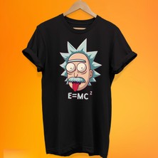 Remonz Rick Einstein Baskılı %100 Pamuk Oversize T-Shirt Büyük Beden Tişört
