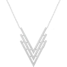 925 Gümüş Üçlü V 925 Ayar Gümüş Kolye