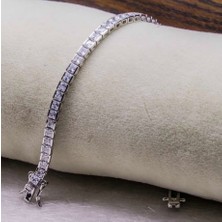 925 Gümüş Su Yolu Pırlanta Tasarımlı 925 Ayar Gümüş Bileklik