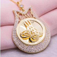 925 Gümüş Osmanlı Lale Motif Altın Kaplama 925 Ayar Gümüş Kolye
