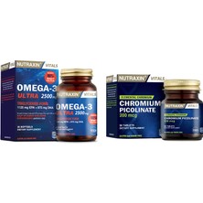 Nutraxin Omega-3 Ultra 2500 Mg 30 Yumuşak Kapsül + Krom Minerali Içeren Gıda Takviyesi 90 Tablet