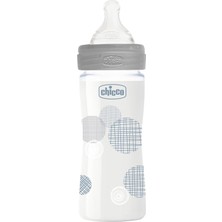 Chicco Yeni Wellbeing Cam Biberon Gri 240 ml Yavaş Akış