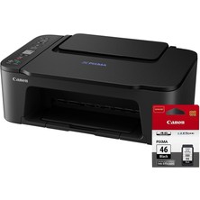 Canon E3440 Renkli Inkjet Yazıcı/ Fotokopi+Tarama/ Wifi + Pg-46 Siyah Mürekkep Kartuşu