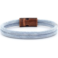 Solfera Açık Gri Iki Sıralı Metal Mıknatıslı Erkek  Bileklik