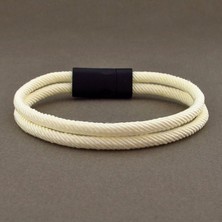 Solfera Krem Rengi Iki Sıralı Metal Mıknatıslı Erkek  Bileklik