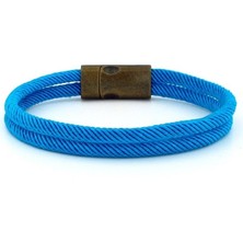 Solfera Gök Mavi Iki Sıralı Metal Mıknatıslı Erkek  Bileklik
