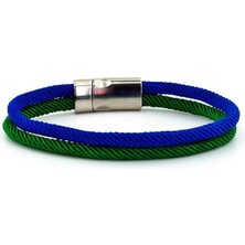 Solfera Yeşil Lacivert Iki Sıralı Metal Mıknatıs Erkek  Bileklik