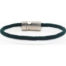 Solfera Yeşil Beyaz Iki Sıralı Metal Mıknatıslı Erkek  Bileklik