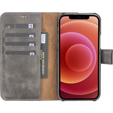 Venito Apple iPhone 12 Pro Florence Gri Deri Cüzdan Telefon Kılıfı