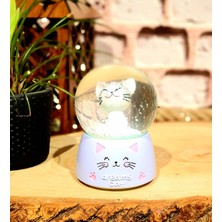 Hediye Deposu Uykucu Kedi Renk Değiştiren Işıklı Kar Küresi Arkadaşa Hediye