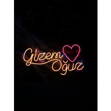 Honey Concept Çiftlerin Ismi Yazılı  Neon LED Duvar Yazısı Dekoratif Duvar Aydinlatmasi Gece Lambası