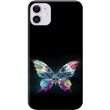 Hesaplı Dünya Apple iPhone 11 Kılıf Siyah Fon Kelebek Baskılı Esnek TPU Silikon
