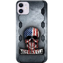 Hesaplı Dünya Apple iPhone 11 Kılıf Skull Motorcycle Baskılı Esnek TPU Silikon