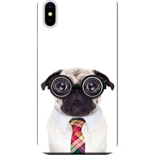Hesaplı Dünya Apple iPhone XS Max Kılıf Gözlüklü Pug Baskılı Esnek TPU Silikon