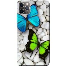 Hesaplı Dünya Apple iPhone 11 Pro Kılıf Kelebekler Baskılı Esnek TPU Silikon