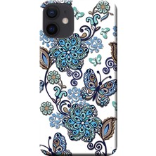 Hesaplı Dünya Apple iPhone 12 Kılıf Vektörel Çiçek Baskılı Esnek TPU Silikon