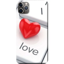 Hesaplı Dünya Apple iPhone 11 Pro Max Kılıf Red Love Baskılı Esnek TPU Silikon